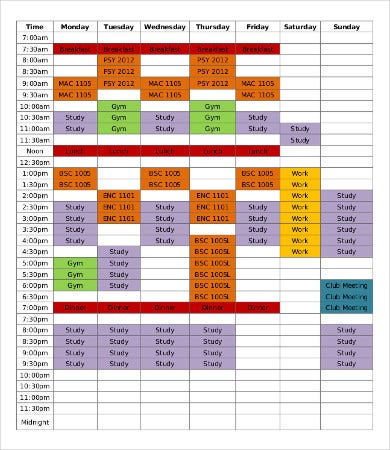 Student-Study-Schedule-Sample